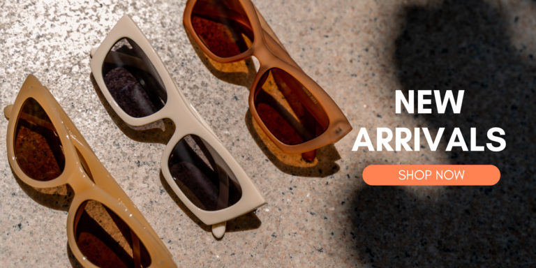 Brow Sunglasses on Concrete Floor Shop New Arrivals Banner